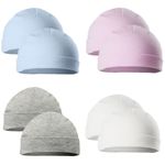 Soft Touch 2 Pairs Baby Beanie Hat Soft Cotton Boy Girl Newborn & 0-3 Months