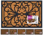 HEAVY DUTY NON SLIP OUTDOOR DOOR MAT HOME PORCH RUBBER NATURAL COCO 40CM X 60CM