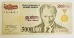 Vintage 1997 Turkish History: 5 Million Lira Banknote featuring Ataturk