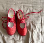 Tappers and Pointers Girls Red Glitter Tap Dance Shoes Dancewear - size 9