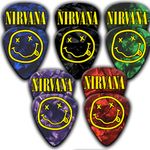 5 x Nirvana logo coloured Kurt Cobain Pearl Plectrum Guitar Pick