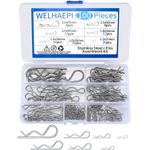 100 Pcs R Clip Cotter Pins Assortment Kit, 7 Sizes 304 Stainless Steel Clips set