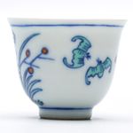 Chinese Porcelain Saucer Blue White Lady Flower Dog Qing Kangxi Yu Jade Mark 18C