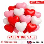Red White Pink Heart Shape Latex Balloons 12 Inch | Valentine Party Decor Bulk