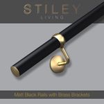 Matt Black Indoor Stair Handrail Kit with Brass Brackets & Fittings