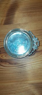 Sterling Silver 900 Marked Sml Dish With Bow Handle