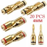 20PC 4mm Gold Plated Musical Audio Speaker Cable Wire Connector 4mm Banana Plugs