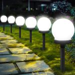 8x Solar LED Stake Lights Outdoor Garden Globe Lamps Round Ball Pathway Security
