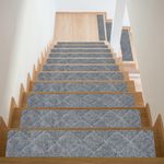 10 Pack 8"x30" Non Slip Stair Treads Indoor Wooden Stair Carpet Mat Gray