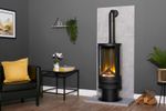 Acantha Tile & Hearth Set in Concrete Effect with Orbit Cylinder Stove & Tall...