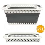 67L FOLDING COLLAPSIBLE LAUNDRY BASKET CLOTH WASHING SPACE SAVING POP UP BIN