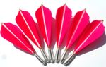 REAL FEATHER DART FLIGHTS VINTAGE STYLE  1/4 THREAD 3 1/2" LONG PINK 2 X SETS