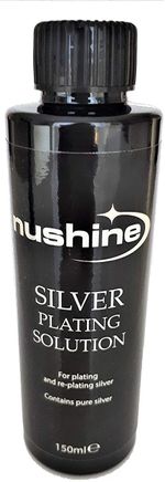 NUSHINE SILVER PLATING SOLUTION-PLATE METALS WITH REAL SILVER-LARGE 150ML BOTTLE