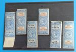 1870 Antigua Mint collection of 6 Queen Victoria "Stamp Duty" revenue stamps