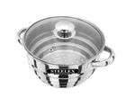 Heavy Stainless Steel Multi Steamer Insert with Glass Lid for 16 18 & 20cm pans