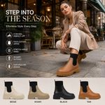 Womens Chelsea Ankle Boots Ladies Chunky Sole Pull On Stretch Sock Boots UK 3-8