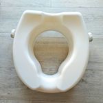 White Elevated Toilet Seat Riser, Plastic Non-Slip with Adjustable Side Clamps