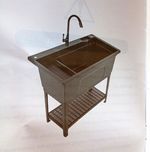 Costway Freestanding Plastic Utility Sink With  Faucet & Shelf