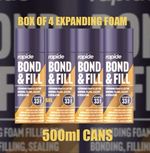 PACK OF 4 X 500ml EXPANDING FOAM BOND &  FILL INSULATING GAP FILLER SPRAY