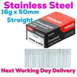 50mm 16g STRAIGHT Brad Nails STAINLESS STEEL Brads Firmahold Paslode 2nd Fix