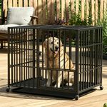 XXL XL Large Dog Crate Robust Metal Dog Cage Transport Box Wheels Moving Kennel