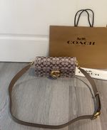 Coach Tabby Shoulder Bag 26 Crystal Signature Jacquard CDZ34 Mushroom Charm NWT