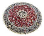 Round oriental carpet hand knotted Nain with silk 245 x245 (freshly washed) 0327