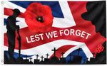 Lest We Forget Flag 5Ft X 3Ft, Poppy Flags with Eyelets, Remembrance Day Poppy F