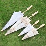 Bridal Lace Embroidered Umbrella White Beige Parasol Wedding Party Photo Prop