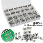360x Assorted Glass Fuses 5x20mm 6x30mm Box Fuse Quick Blow Fast Acting Tube Kit