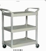 3-Tier Grey Rolling Utility Service Trolley Cart on Wheels with Handle