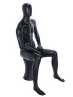 SEATED FULL MALE MATT BLACK EGG HEAD MANNEQUIN RETAIL DISPLAY SHOP FITTINGS NEW