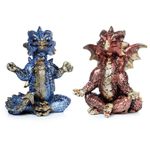 🐉 NOW   HALF PRICE! Elements Yoga Dragon Resin Figurine Blue or Red Zen Decor