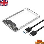 Hard Drive Caddy Case Enclosure 2.5 Inch USB 3.0 SATA External Clear HDD SSD