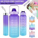2L Motivational Water Bottle with Straw & Time Markers for Gym, Fitness, Running