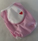 PALE PINK CHECK ROMPER & BIB *B/N REPLACEMENT* for 1960s 16" TINY TEARS DOLL 16D