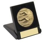 Swimming Trophy Award Fold Up Plastic Case Gold Silver Bronze Free Engraving