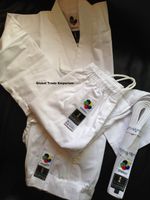 NEW ARAWAZA WHITE KIDS WKF KARATE SUIT GI UNIFORM MIDDLEWEIGHT 10oz