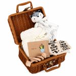 Baby Shower Hamper, Newborn Gift Set for Boy & Girl, Blanket Rattle Bib Socks
