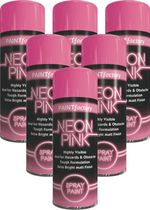 6 x 200ml Pink Neon Spray Paint All Purpose Matt Finish interior exterior