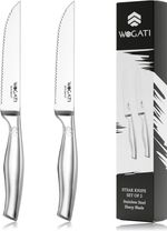 Steak Knives Set of 2 - Stainless Steel Serrated Cutlery Knives for Dining - New