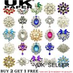 LARGE SILVER GOLD BROOCH JOB LOT BOUQUET PINS DIAMOND PEARL VINTAGE ROSE CRYSTAL