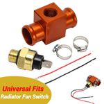 22mm Radiator Hose Line Fitting Water Coolant Sensor Radiator Fan Switch Kit