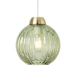 Litecraft Clara Light Shade Green Glass Ribbed Easy Fit Lampshade - Satin Brass 