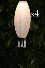 Noma Solar Long Oval White Mandarin Hanging Lantern Light Garden 20cm (4 pack)