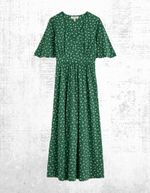 Womens Seasalt Half Sleeve Jersey Maxi Dress Green Bud Floral Mix Cotton
