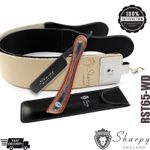 2 PIECES MEN'S SALON STRAIGHT CUT THROAT SHAVING RAZOR AND SHARPENING STROP-BELT