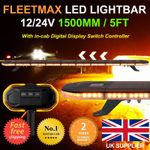 LED Amber Light Bar Strobe Beacon Recovery Warning 150cm 1500mm 1.5m 60" 12v 24v