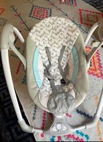 Geometric Baby Swing Seat with Frame, Grey & White Pattern, Boys & Girls