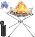 Portable Fire Pit for Camping, Outdoor Folding Firepit Fireplace with Heat Resis